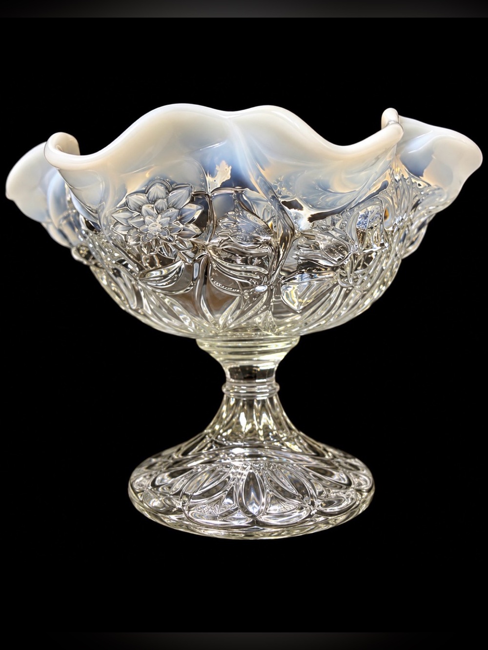 Fenton French Opalescent Lilies Tulips Fruit Bowl